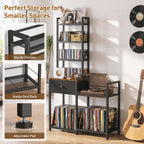 ikkle CD Rack with Drawer, 7-Tier DVD Organizer Shelf with Vinyl Storage