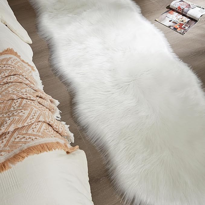 AMTOVO Faux Sheepskin Rug, 2 x 6 ft Faux Fur Rug - Image 7