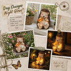 Solar Hedgehog Garden Statue with 4 LED Lights, Outdoor Yard Decor