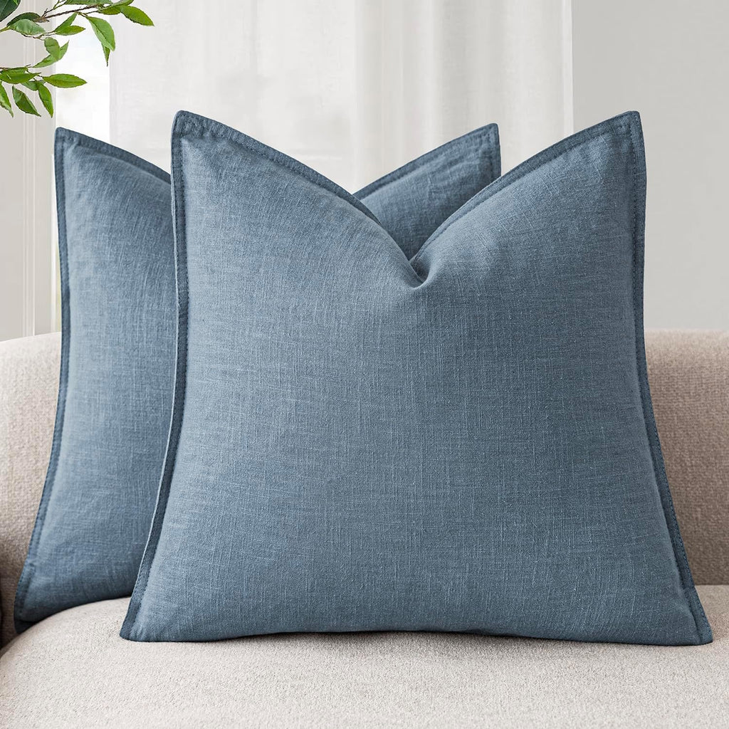 Foindtower Decorative Linen Lumbar Throw Pillow Covers 12x20 Natural Beige
