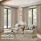 MIULEE Pinch Pleated Thick Linen Curtains 108 Inches Length 2 Panels - Image 2