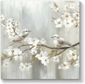 TAR TAR STUDIO White Flowers & Birds Canvas Wall Art - Unframed Nature Decor for Bedroom, Living Room, Office - 12"x12"
