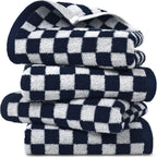 Jacquotha Beige Checkered Hand Towels - Set of 4, Cotton, 13"x29"