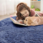 OLANLY Denim Blue Round Rugs for Bedroom - Image 7