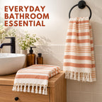 Folkulture Turkish Fall Hand Towels for Bathroom, Orange Set of 2(16"x30")