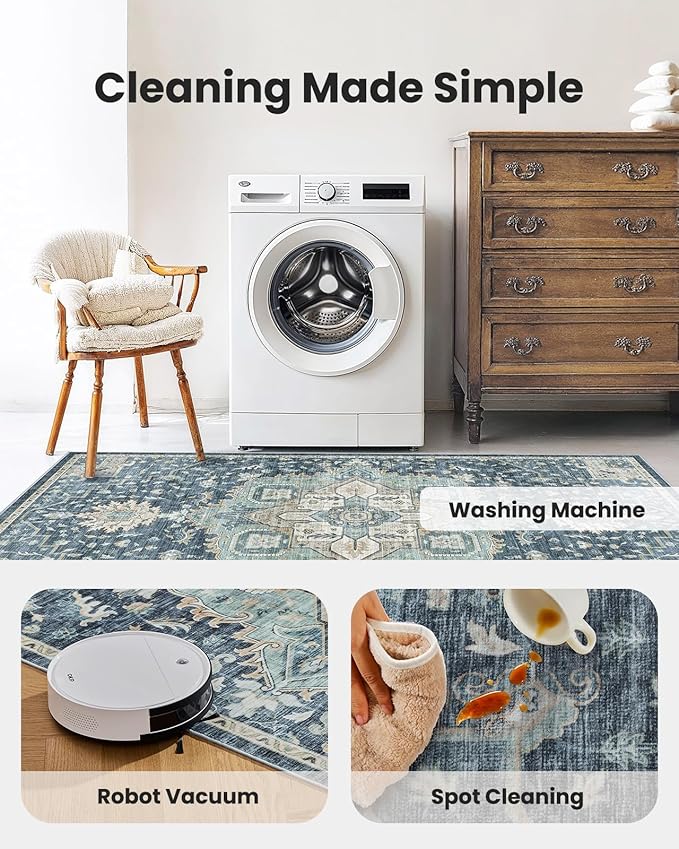 AMADA HOMEFURNISHING 2x5 Washable Runner Rug, Low-Profile Kitchen Rugs - Image 5