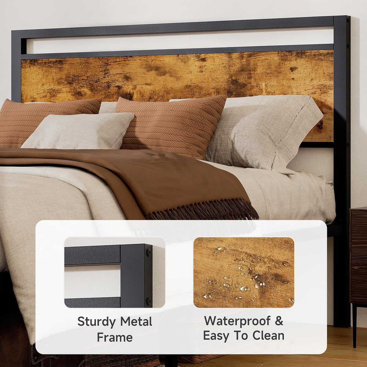 Z-hom Easy Assembly Queen Bed Frame & Headboard Footboard,Underbed Storage