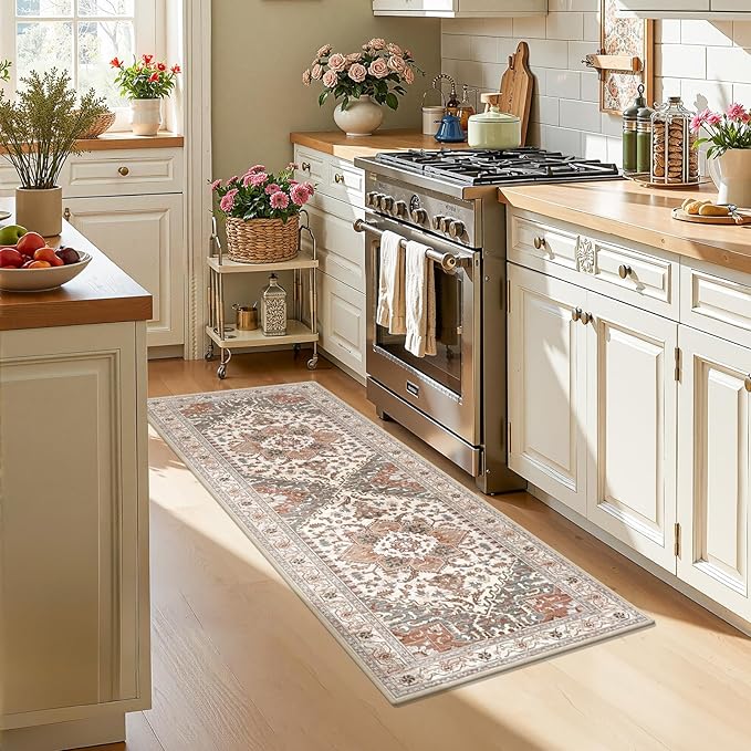 Yamaziot Washable Runner Rug, 2x6 Non-Slip Boho Vintage Hallway Rug Runner - Image 6