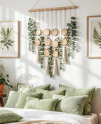 Fake Hanging Eucalyptus Wall Decor with Fake Greenery Leaves, Stems, and Wicker Ball, Artificial Eucalyptus Wall Hanging for Bathroom, Living Room, Bedroom Decor (24" L x 16" W)