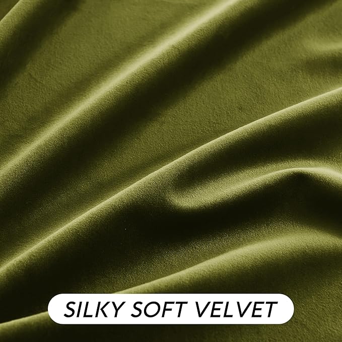 RYB HOME Moss Green Velvet Curtains 63 inches - Image 5