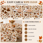 Fall Round Tablecloth 60 Inch Fruit Maple Leaves Table Cloth Thanksgiving Harvest Table Decorations Autumn Table Cover for Holiday Kitchen Dining Party Season Decor