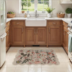 2x3 Small Area Rug for Entryway: Washable Soft Floral Scalloped Rug Brown