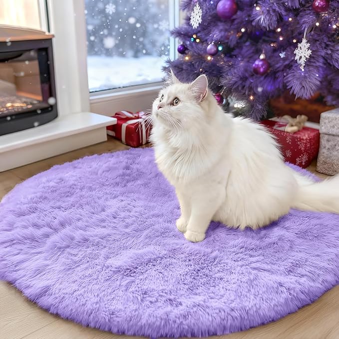 OLANLY Light Purple Round Rugs for Bedroom by OLANLY