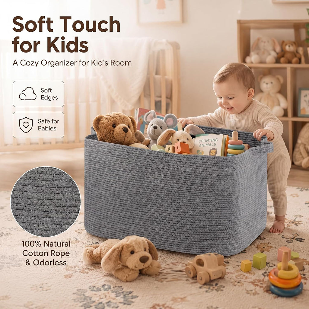 OIASKET 118L Extra Large Blanket Basket, 24.8" x 17.7" x 17.2" Woven Basket