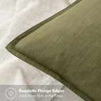 MIULEE Decorative Linen Pillow Covers 20x20 Inch Green ​Boho Farmhouse​ - Image 2