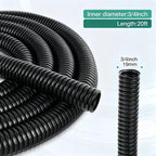 Split Wire Loom Tubing 20 ft Cord Protector Wires Covers Flexible Polyethylene Wire Conduit for Automotive, Home, Office, and Industrial Applications with Easy Installation Tool (Black, 3/4"-20FT)