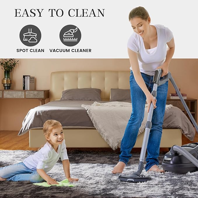 KNZE 9X12 Feet High Pile Tie-Dye Rug, Dark Grey, Area Rug - Image 7