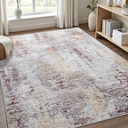 Toneed Abstract Area Rug Modern Washable Rug Soft Non Slip Rug Low Pile - Image 2