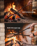 Heavy Duty 6 pcs Fireplace Tool Set - Hearth Accessories for Indoor Outdoor