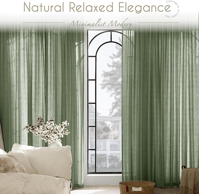 Olive Green Curtains 120 inch Length 2 Panels - Image 6