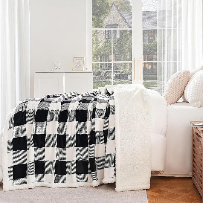 PU MEI Sherpa Fleece Throw Blanket 60" x 80" Reversible Plush Fluffy Large Big - Image 7