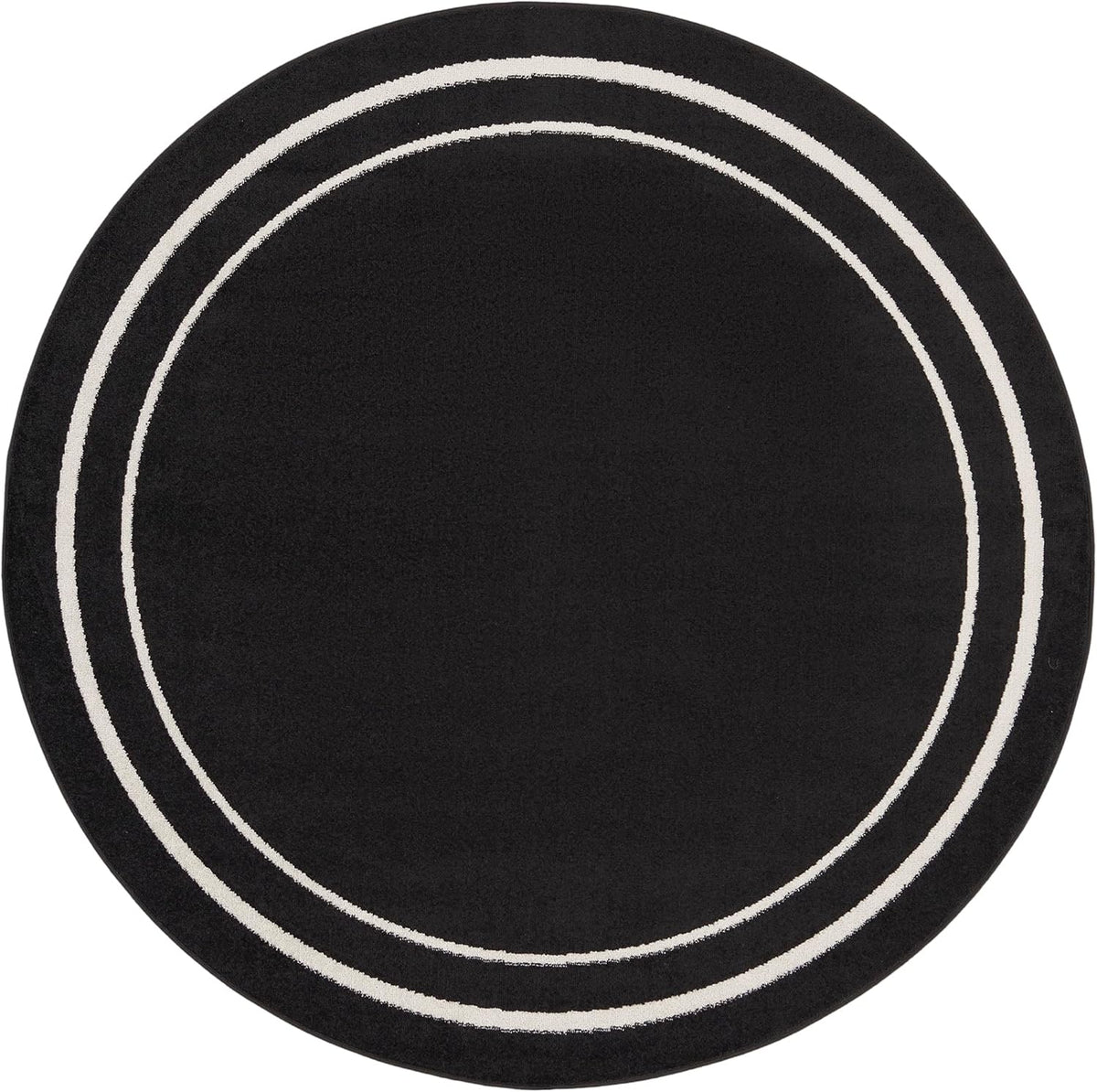 Nourison Home Nourison Essentials Black Ivory 4' x Round Area Rug - Easy Clean, Non Shedding, Bed Room, Living Room, Dining Room, Kitchen (4' x Round)
