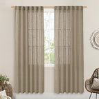 LAMIT Taupe Sheer Linen Curtains, 80 inch Light Filtering Semi Sheer Panels by LAMIT