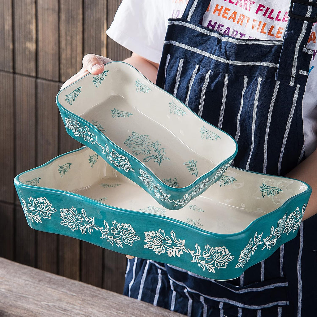 Baking Dish Casserole Dish Ceramic Lasagna Pan 2-Pcs Bakeware Sets Baking Dishes Baking Set Baking Dish Set