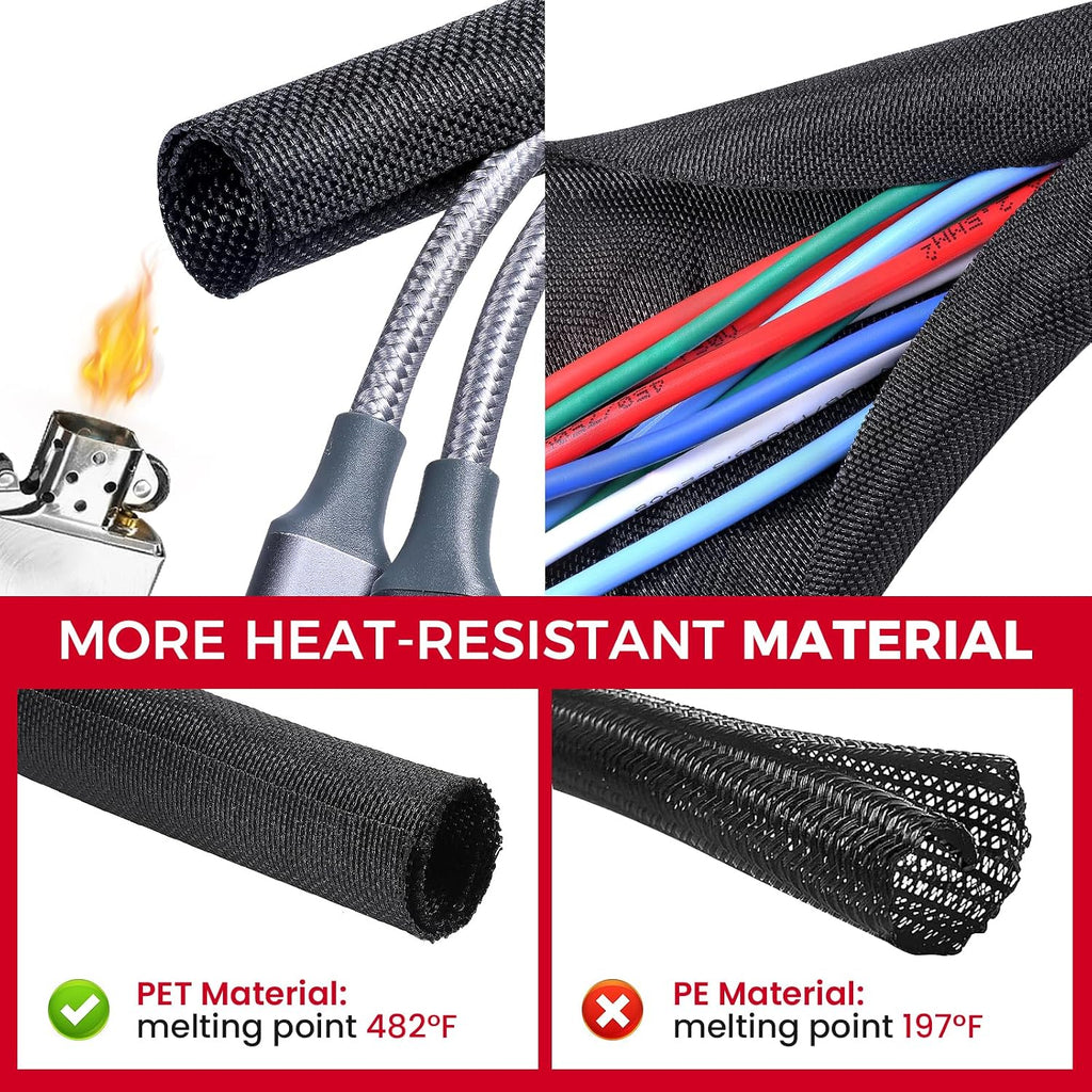 Automotive Mesh Woven Wire Sheathing Split Wire Loom 1/4"-28ft