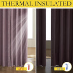 NICETOWN Chaise Mauve Vintage Linen 100% Blackout Curtains - Image 3