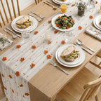 Artoid Mode Caramel Flower Pearl White Gauze Table Runner 10FT, Seasonal Sheer Dining Holiday Wedding Birthday Baby Shower Table Decor for Home Party