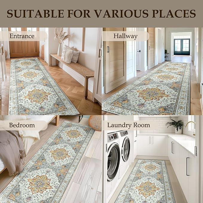 RELEANY Area Rugs 2'x6' Runner Rug Non Slip Washable - Image 9