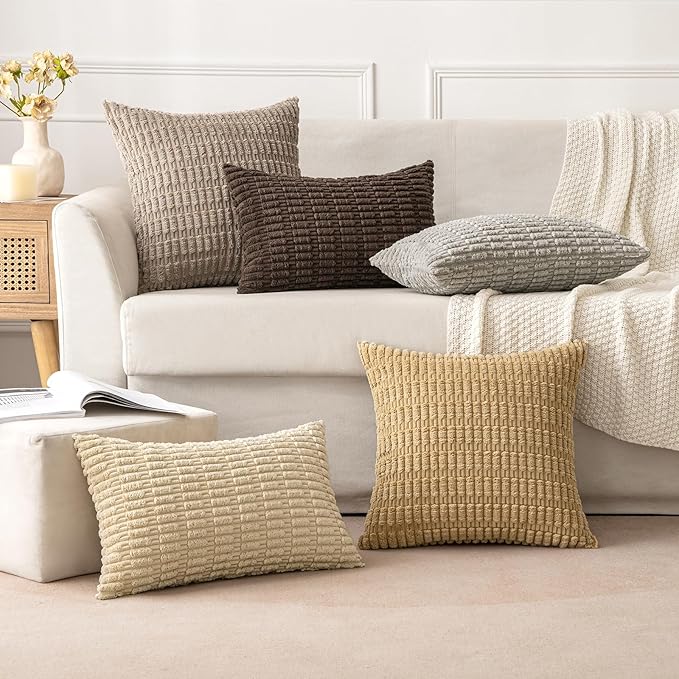 MIULEE Pack of 2 Corduroy Decorative Throw Pillow Covers 16x16 Inch Soft Boho - Image 5