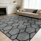Shag Area Rug for Bedroom 5x8, Fluffy Area Rugs for Living Room, Geometric Soft by yulidayang