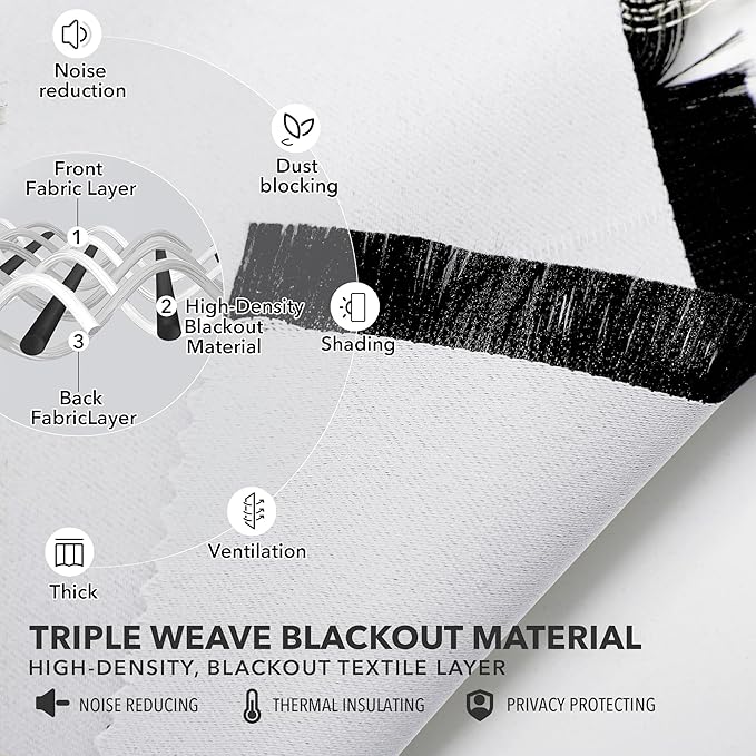 Deconovo Blackout Curtains, Thermal Insulated, W52 x L95 2 Panels, Back Tab - Image 4