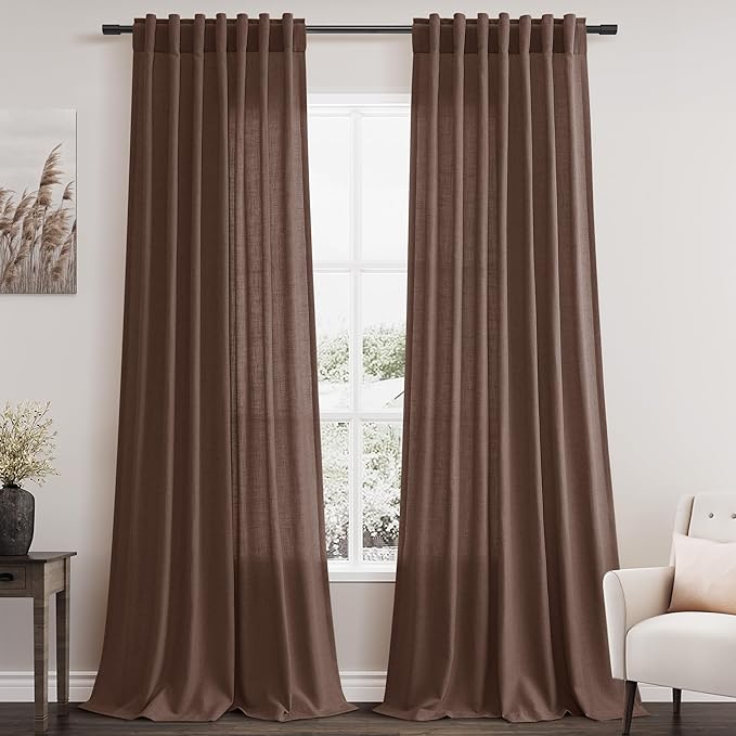 Nanspring Mocha Mousse Curtains 96 Inch Long 2 Panel Set Back Tab Rod Pocket by Nanspring