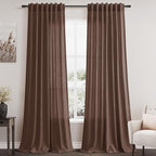 Nanspring Mocha Mousse Curtains 120 Inches Long 2 Panels Set Back Tab Linen by Nanspring