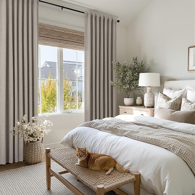 MIULEE 100% Blackout Curtains for Bedroom, Linen Solid Luxury Decor Thermal - Image 8