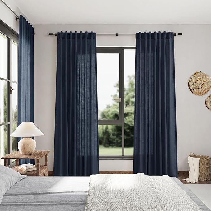 Vintage Blue Curtains 63 Inches Long 2 Panel Sets - Image 7