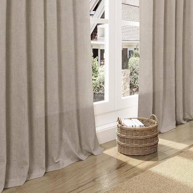 Nanspring Modern Farmhouse Linen Curtains 96 Inches Long - Image 5