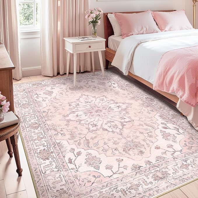 RELEANY Area Rugs 5'x8' Washable Non-Slip, Floral Vintage Distress Print - Image 6