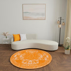 Unique Loom Bromley Collection Area Rug - Wells (3' 1" Round Orange/Ivory)