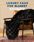 Ultra Soft Cozy Faux Fur Throw Blanket, Fuzzy Plush Thick Bubble Blanket - Image 4