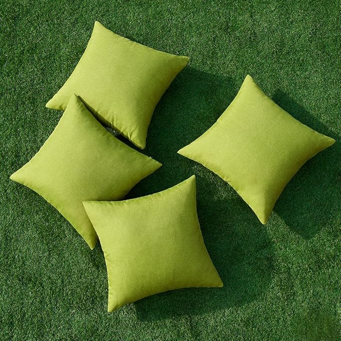MIULEE Pack of 4 Decorative Outdoor Throw Pillow Covers Linen Waterproof Pillow - Image 4