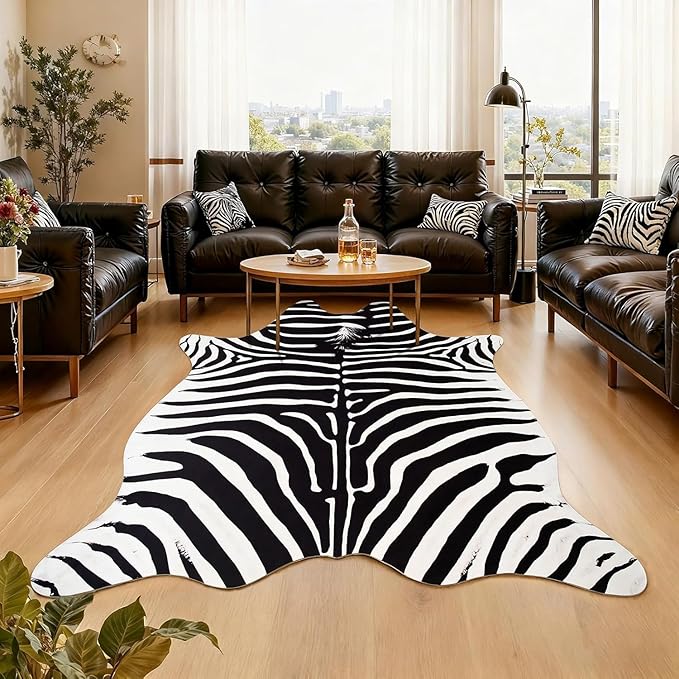 AROGAN Premium Faux Zebra Hide Rug 4.6 x 5.2 Feet, Sturdy and Large Size Bear by AROGANAREARUG