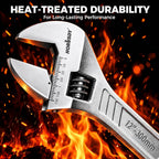 4-Piece Adjustable Wrench Set With 4 Magnetic Wrench Organizer Racks, 6" 8" 10" 12" Wide Jaw Metric & SAE Scales crescent wrench set, CR-V Steel for Home Repair, DIY & Auto Repair
