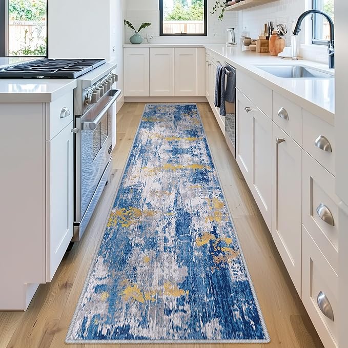 Washable Area Rugs 2'x10' Non-Slip Modern Abstract Soft - Image 3