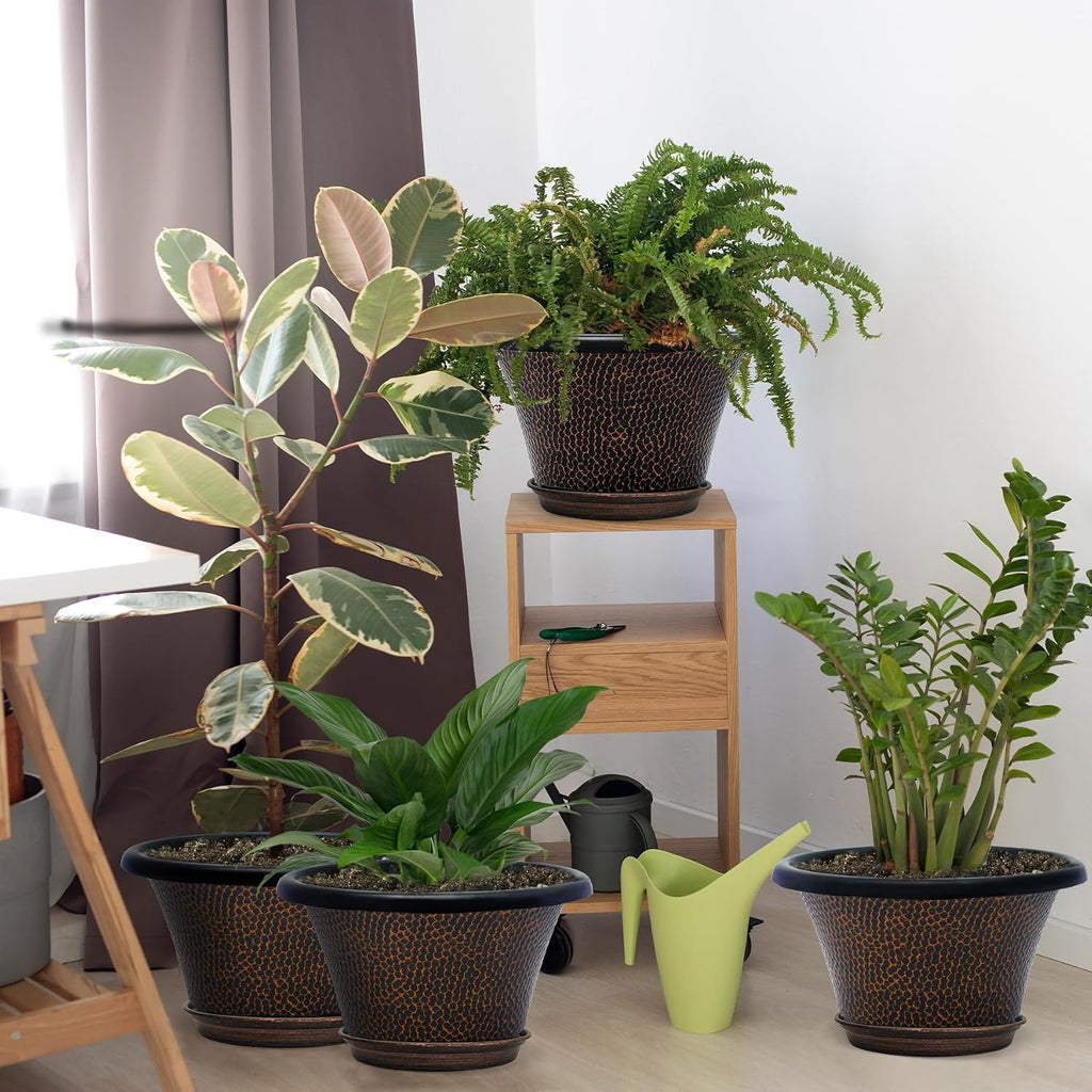 12 Inch Pots for Plants,4 Pack Large Flower Pots with Drainage Hole