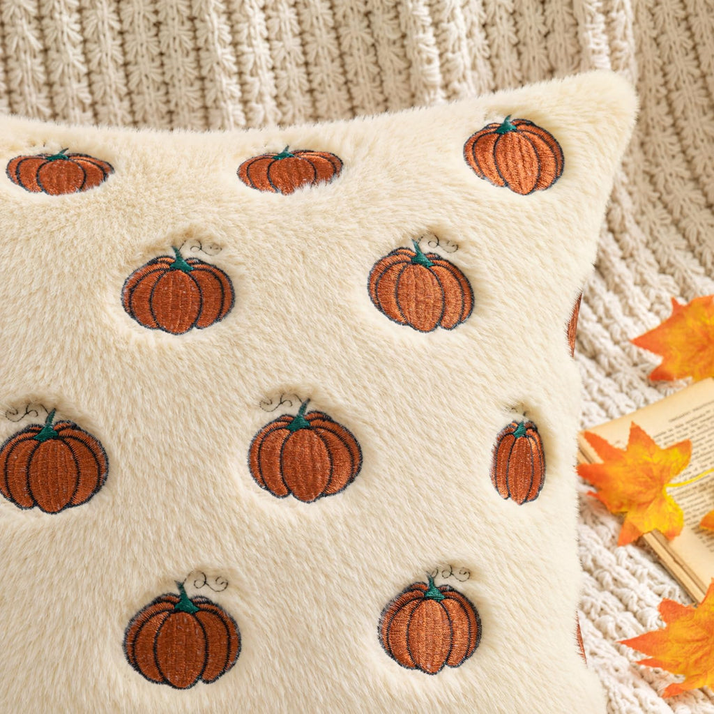 MIULEE Fall Pillow Covers 18x18 Dark Rust Pumpkin Fall Decor