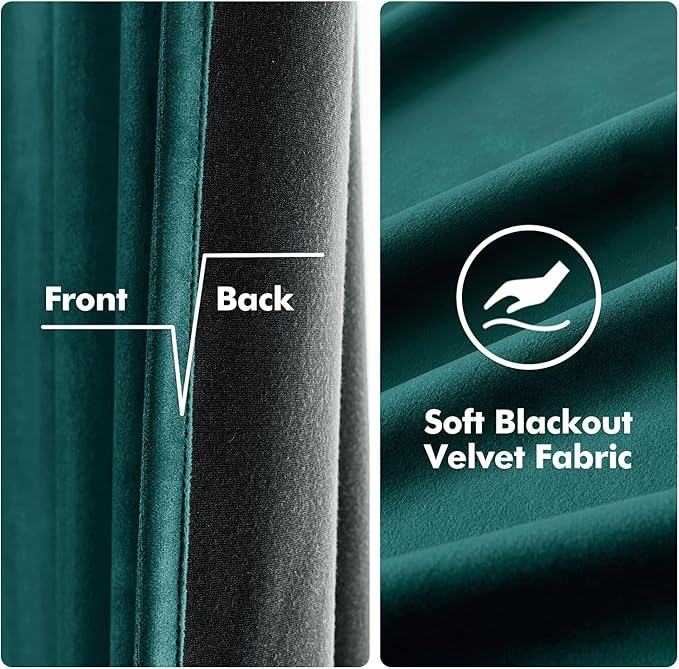 MIULEE Christmas Dark Green Velvet Curtains Room Darkening Blackout Solid Soft - Image 3